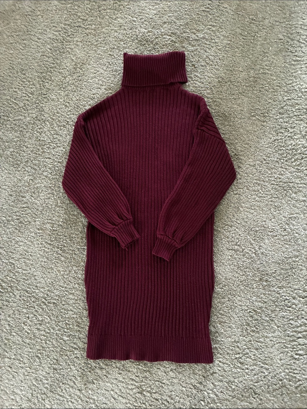 Turtleneck Sweater Dress - Burgundy